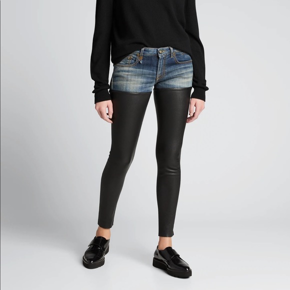 R13 Bedford Leather Chap Jeans - Picture 1 of 6